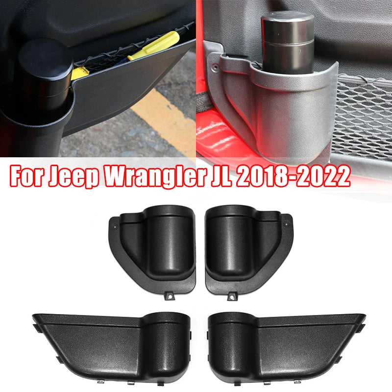 Car Interior Side Door Storage Barrel for Jeep Wrangler JL 2018-2022 ABS Front Door Drink Bottle Mobile Phone Holder Organizer