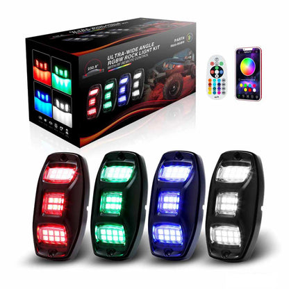 4 Pods Underglow Wheel Led Rock Lights Kit Multicolor Magic RGBW  Underglow Neon Exterior Rock Lights