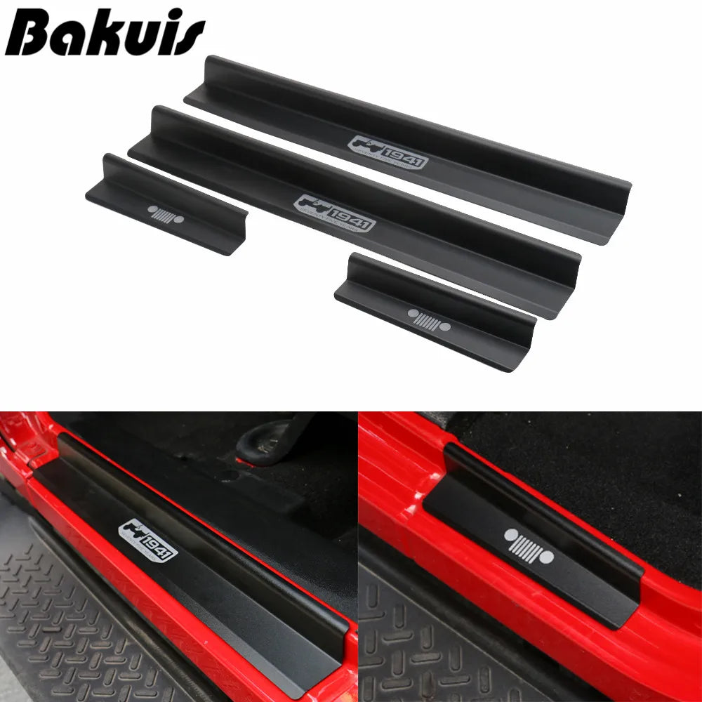 Door sills Car Pedal Scuff Plate Entry Guards-Black For Jeep Wrangler JK 4 Door 2007-2018 Aluminum Alloy 2Door 4Door accessories