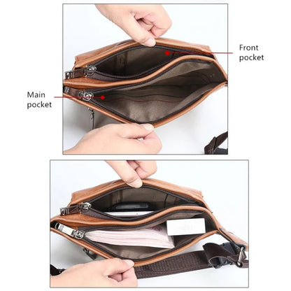 JEEP BULUO Brand Casual Functional Money Phone Belt Bag Chest Pouch Waist Bags Unisex Pack Sling Bag Leather Hip Bag