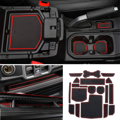 Jeep Wrangler JL 2018 2019 2020 2021 2022 Rubber Anti-slip Mat Door Groove Cup Pad Phone Cushion Slot Coaster Accessories