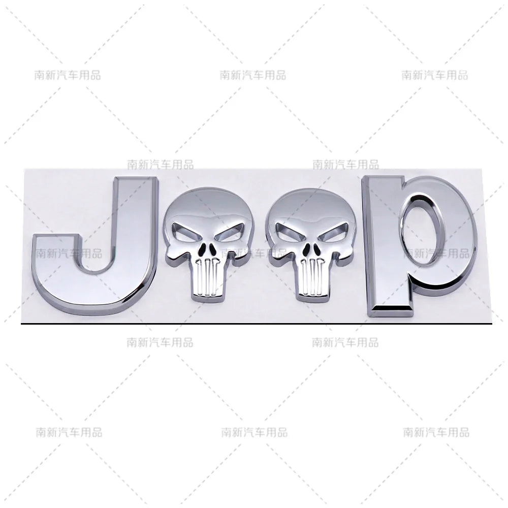 3D Metal Skull Emblem Badge For Jeep Auto Car Stickers Accessories For Jeep Cherokee Wrangler Liberty Compass Car Styling