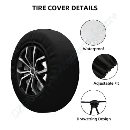 Compass Print Spare Tire Cover Weatherproof Dust-Proof Wheel Cover for Jeep Wrangler 14 15 16 17 Inch