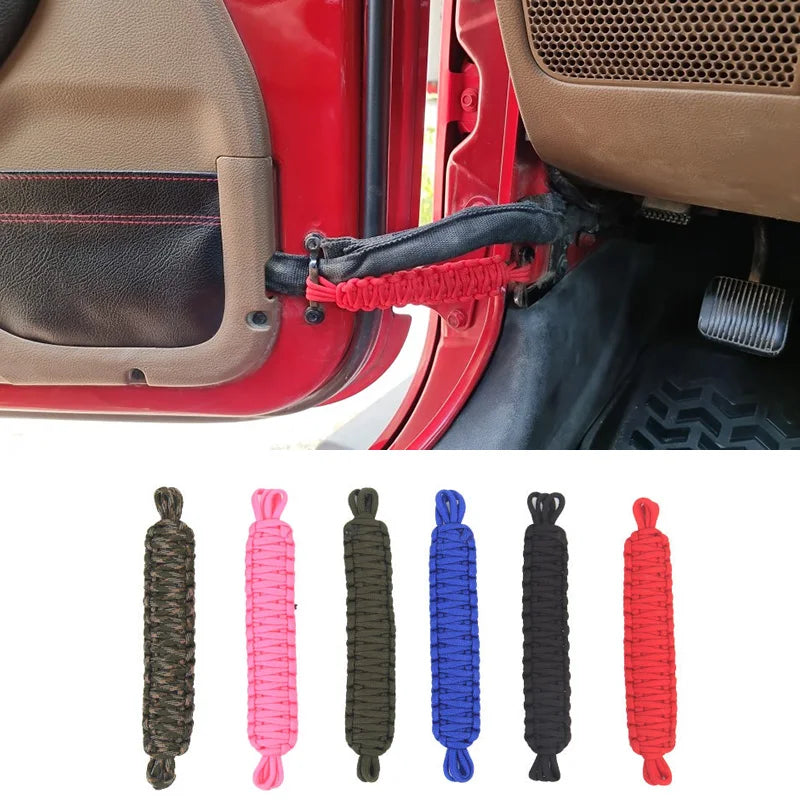 1 Pair Door Limiting Strap Restriction Protection Positioning Woven Rope for Jeep Wrangler CJ YJ TJ JK JKU JL JLU Gladiator JT