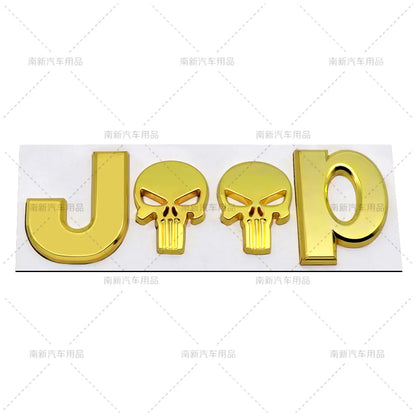 3D Metal Skull Emblem Badge For Jeep Auto Car Stickers Accessories For Jeep Cherokee Wrangler Liberty Compass Car Styling