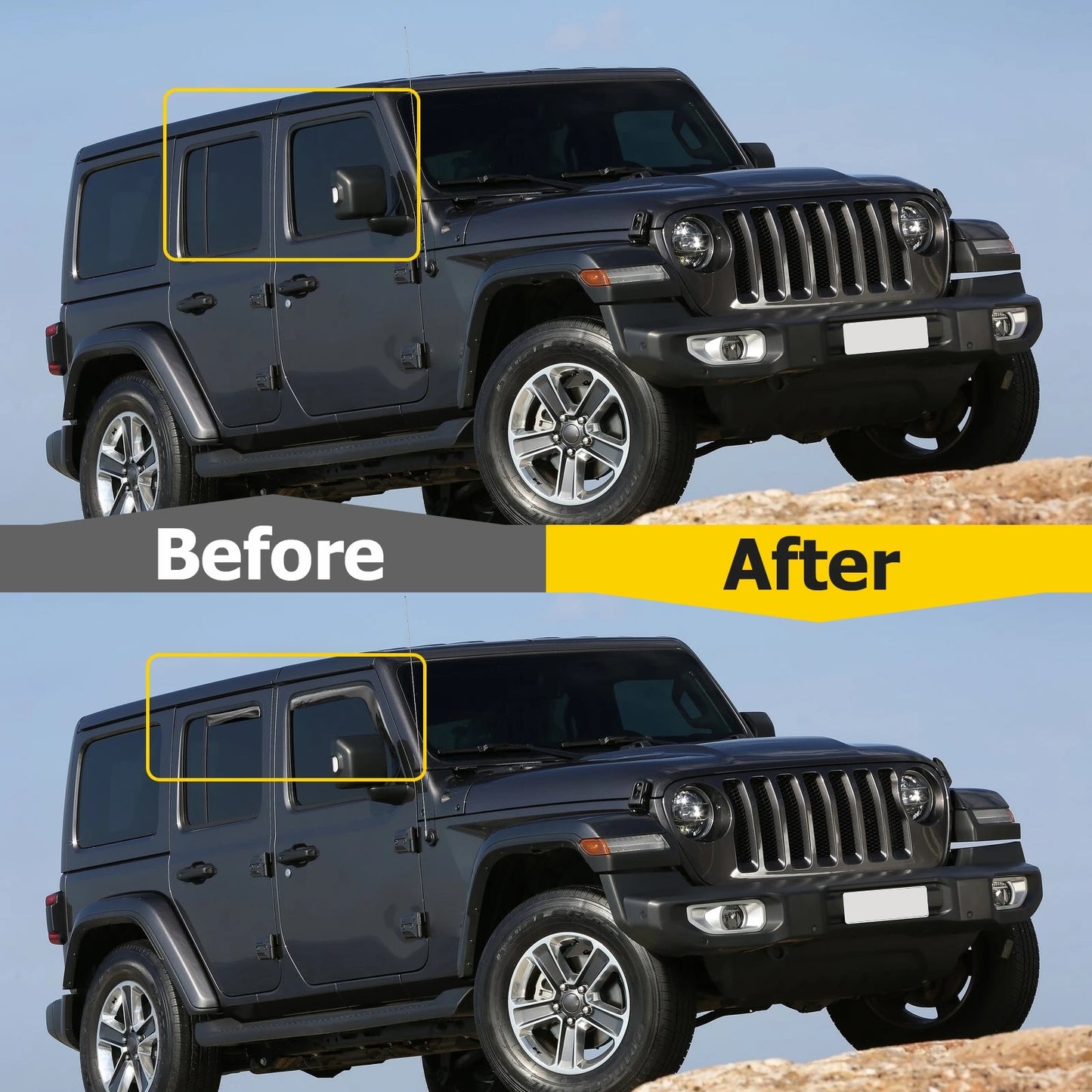 Side Window Deflector Exterior Weather Shield Shelters Wind Rain Shade Visor Guard For Jeep Wrangler 2/4-door JK 2007-2018