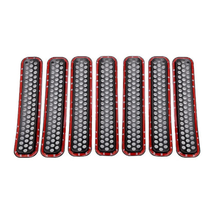 7 PCS Front Grille Trims Front Grill Hollow Protective Cover Kits for 1997-2006 Jeep Wrangler TJ