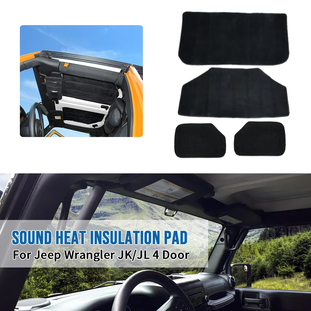 Sound Heat Insulation Pad For Jeep Wrangler JK JL 4 Door Headliner Hardtop Rear Window Ceiling Roof Heat Insulation Cotton 12-23