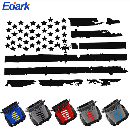 USA Flag Tuning Car Accessories Hood Sticker for Jeep Wrangler TJ LJ JK Decal Vinyl Car Truck DIY Waterproof Car Stickers New