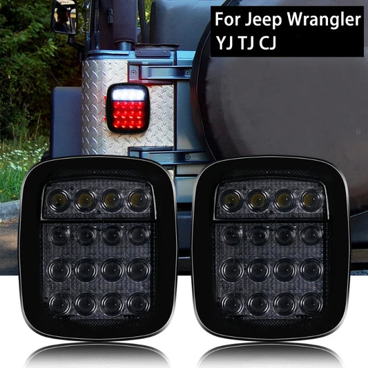 2 pcs/set 16 LEDs Universal Tail Light Brake Reverse Light for Jeep Wrangler YJ TJ CJ