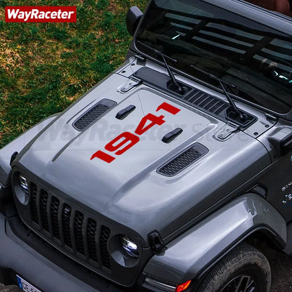 Hood Decal Center 1941 Hood Sticker Carbon Fiber Vinyl Decal For Jeep Gladiator JT & Wrangler JL JLU 2018-On