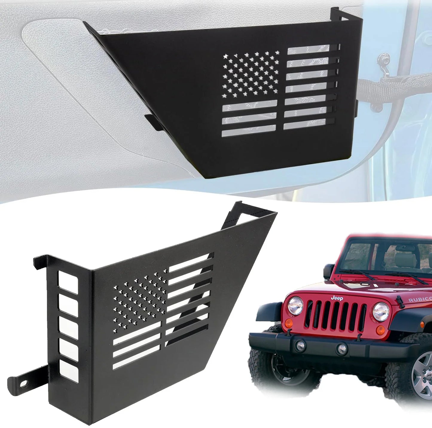 2pcs Metal Front Rear  Door Storage Box, Door Side Insert Organizer Box Pockets for 2007-2018 Jeep Wrangler JK 2/4 Door