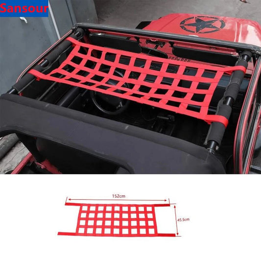 Sansour Multifunction Car Top Roof Storage Hammock Bed Rest Network Cover for Jeep Wrangler TJ JK JL 1997-2022 Car Accessories