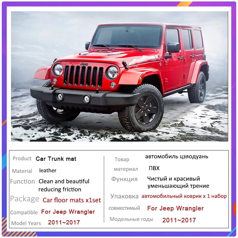 Cargo Mat For Jeep Wrangler JK J8 TJL-J8 2011~2017 4door Dirt-resistant Fully Trunk Mat Rear Cargo Tray Car Accessories 2016