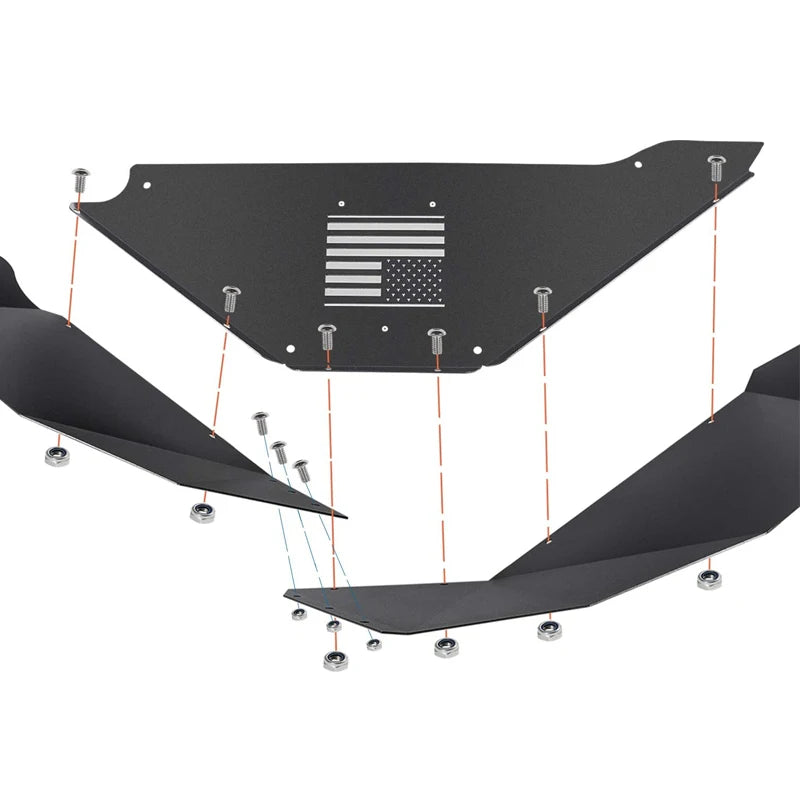 (US Flag Logo)  Rear Inner Fender Linersfor Jeep Wrangler 2007-2018 JK JKU 4WD Aluminum Lightweight Design Black Splash Guards