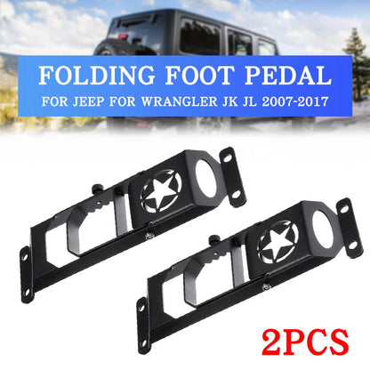 Exterior Door Hinge Folding Foot Pedal Peg Rest Pedal Plate Foot Pegs For Jeep For Wrangler JK JL 2007-2017 Matte Black