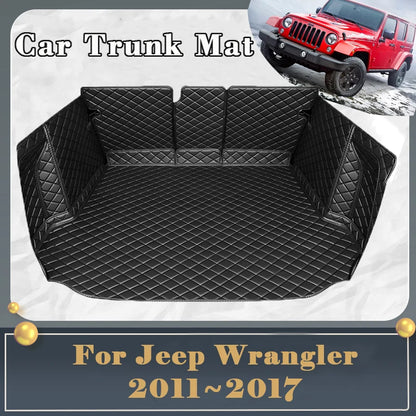 Cargo Mat For Jeep Wrangler JK J8 TJL-J8 2011~2017 4door Dirt-resistant Fully Trunk Mat Rear Cargo Tray Car Accessories 2016