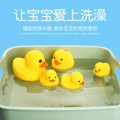 Ovly Little Yellow Duck with Squeeze Sound Bath Toy Soft Rubber Float Cute Duck Play Bath Christmas Gift For Children Kids Baby