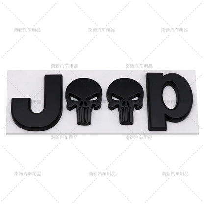 3D Metal Skull Emblem Badge For Jeep Auto Car Stickers Accessories For Jeep Cherokee Wrangler Liberty Compass Car Styling