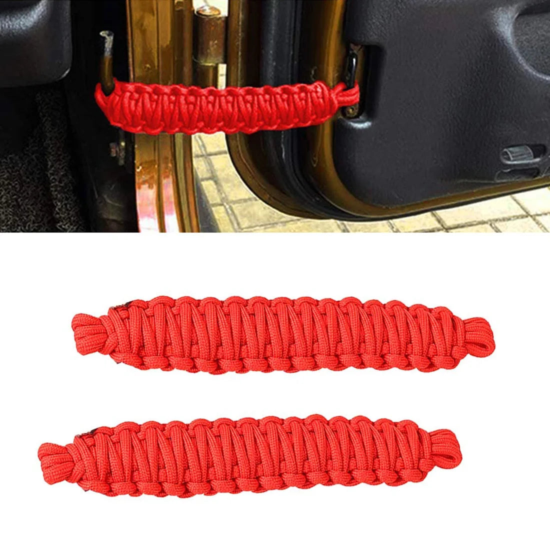 1 Pair Door Limiting Strap Restriction Protection Positioning Woven Rope for Jeep Wrangler CJ YJ TJ JK JKU JL JLU Gladiator JT