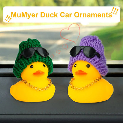 2 Set Car Duck Mini Jeep Dashboard Yellow Rubber Duckies Toy Jeep Duck