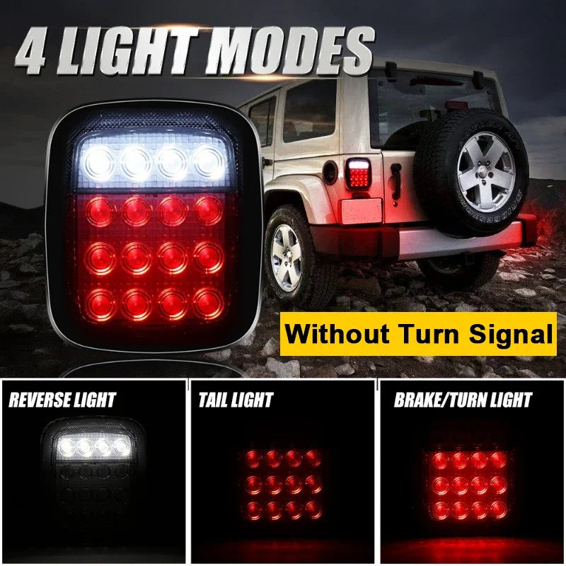 2 pcs 16 LED Tail Lights Smoked Shell Tail Light Rear Brake Reverse Light with/without Turn Signals for Jeep Wrangler YJ TJ CJ