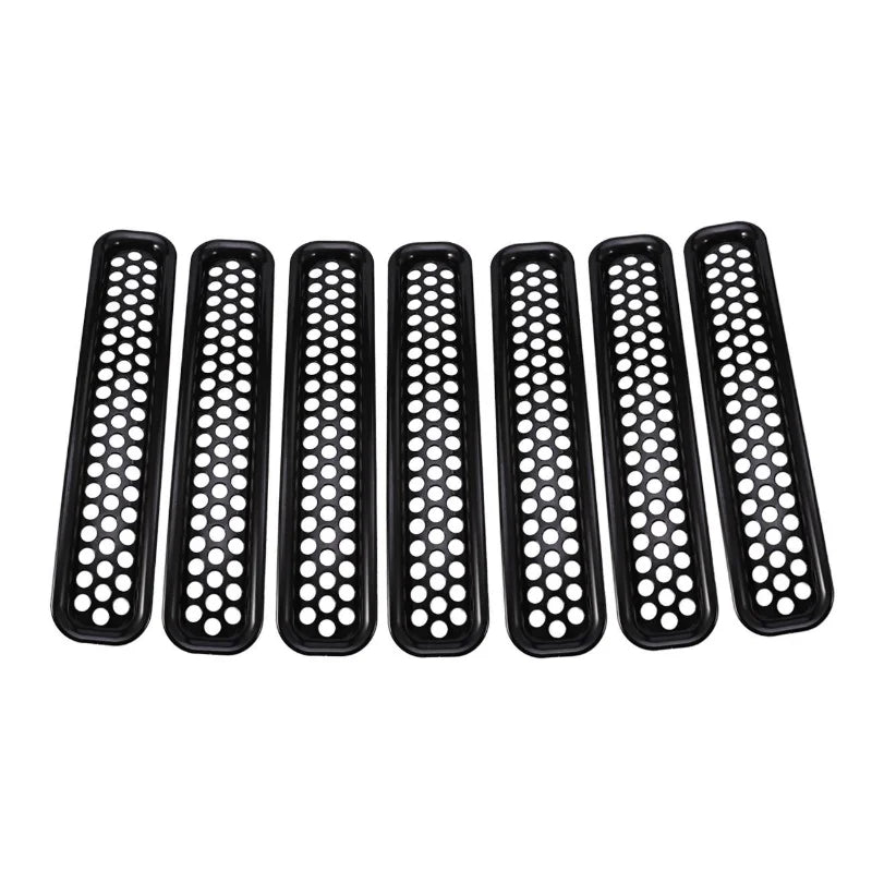 7 PCS Front Grille Trims Front Grill Hollow Protective Cover Kits for 1997-2006 Jeep Wrangler TJ