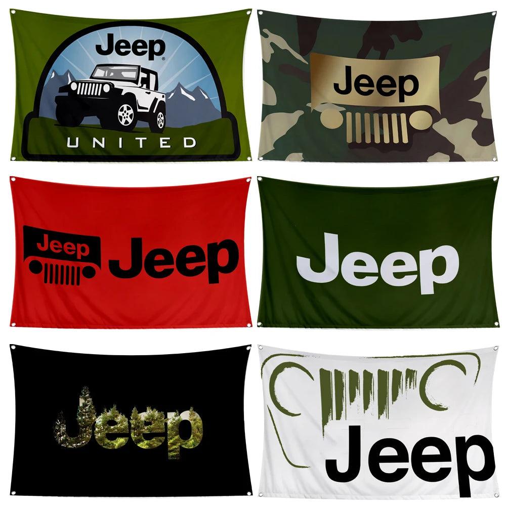 60x90cm 90x150  JEEP JEEPS Flag Polyester Digital Printed Car Racing Club Banner Tapestry curtain