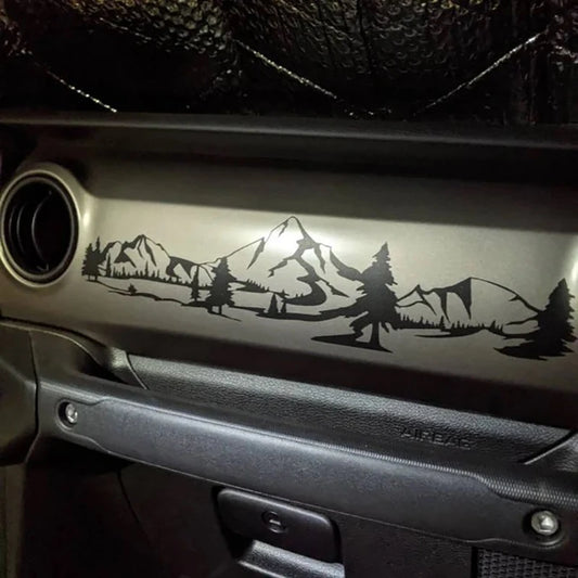 Jeep Dashboard Glove Box Mountain Scene Vinyl Decal Sticker Fits Jeep Wrangler / Gladiator