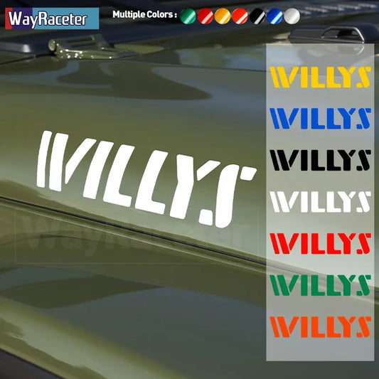 2 Pcs Car Hood  Side Sticker Willys Edition Unlimited Reflective Vinyl Decal For Jeep Wrangler JK JL TJ YJ CJ Accessories