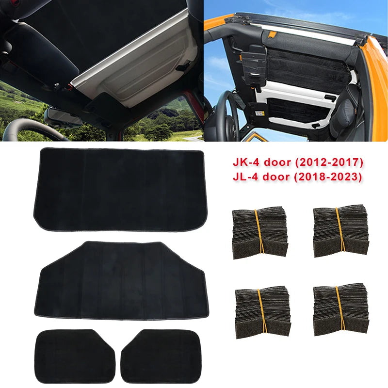 Sound Heat Insulation Pad For Jeep Wrangler JK JL 4 Door Headliner Hardtop Rear Window Ceiling Roof Heat Insulation Cotton 12-23